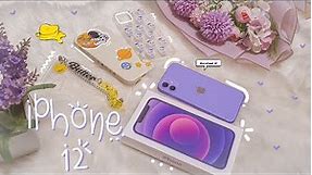 iPhone 12 Purple Unboxing + BTS Theme Accessories 💜 | ASMR Aesthetic