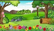 Free Background footage Nature Cartoon 2d flowers and butterflies in a forest