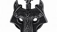 FaithHeart Viking Wolf Head Necklace for Men Norse Pendant Charms Celtic Amulet Jewelry Gift