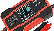 NEXPEAK 10-Amp Smart Fully Automatic Battery Charger, 12V and 24V, Maintainer Trickle Charger w/Temperature Compensation for Car Truck Motorcycle Lawn Mower Boat Marine Lead Acid Batteries…