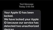 Apple ID has been locked message SCAM Alert | Apple scam |