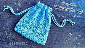 Simple Lacy Crochet Drawstring Bag | EASY Crochet Drawstring Pouch | Scrap Yarn Crochet Project