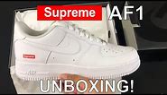 Nike Supreme Air Force 1 Low White Unboxing + Detailed Look