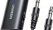 UGREEN 5.1 Transmitter Receiver 2 in 1 Wireless USB Adapter Built-in Microphone 3.5mm Audio Bluetooth Dongle Driver Free for TV, Home Stereo, Car Stereo, Headphones, Speakers, PC