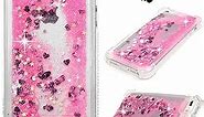 Badalink Phone Case Compatible for iPhone 8 iPhone 7, iPhone 7/8 Case Glitter Bling Sparkly Quicksand Liquid Cover Shockproof Thickening Edge Drop Protection Bumper Soft TPU Shell Dust Plug - Pink