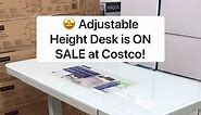 🤩 Adjustable Height Desk is ON SALE at Costco! This popular desk is great for sitting or standing. It has a tempered glass top and USB ports! It’s just $199.99 through 10/22 after $100 off! #adjustabledesk #standingdesk #costco
