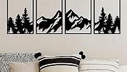 ESTART 4 Pcs Metal Mountain Wall Art, Large Mountains Wall Decor, Mountain Rivers Decorative Painting Suitable For Living Room Bedroom Office Indoor And Outdoor (Mountain Forest)