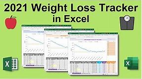 Excel Daily Weight Loss Tracker Spreadsheet to track Weight Loss or Weight Gain Goals for Year 2021🍎