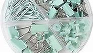Assorted Binder Clips, Paper Clips, Push Pins Sets, Durable and Rustproof, Paper Clips Sets for Files, Papers, Home Supplies, 72 PCS in Total(Round-Green)