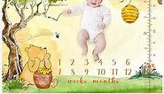 E.Tnal Classic Winnie Baby Monthly Milestone Blanket - Pooh Bear Baby Stuff Winnie Milestone Blanket for Baby Boy Girl Nursery Decor 47"x40"