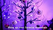 Vanthylit Black Tree Halloween Decotations, Battery Powered LED Purple Tree Lights with Bat Decorations, Glittered Halloween Spooky Tree for Tabletop Home Party Indoor Outdoor Decor (2FT, 2 Pack)