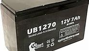 UB1270 Universal Sealed Lead Acid Battery Replacement (12V, 7Ah, 7000mAh, F1 Terminal, AGM, SLA, Includes Two F1 to F2 Terminal Adapters) - Compatible with BB Battery BP7-12, BB Battery BP7-12