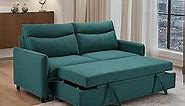 75-Inch Queen Size Convertible Sleeper Sofa Bed, Comfortable Pull-Out Futon Loveseat, Full Love Seat for RV Small Spaces, Hide-A-Bed Fold Out Couch - Green