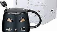 Phitihui Black Cat Mug, Cute Kitty Mugs, Novelty Coffee Mug Cup, Valentine's Mother's Day Gifts for Women Wife Mom Her Grandma Girl Teacher Friend, Present Idea for Birthday Halloween Christmas