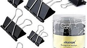JANYUN 150Pcs Large Binder Clips 6 Assorted Sizes Paper Clamps Clip for Paper Metal Clip Office School Home Supplies (Black)