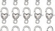 KISSITTY 30-Piece Lobster Claw Clasps Antique Silver Large Heart Fastener Hook Trigger Clasps for Bracelets Charm DIY Jewelry Making, 27x13.5mm Tibetan Alloy