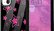 Idocolors Hot Pink Star Phone Case Compatible with iPhone 13,Lovely Durable Protective Case Shockproof Dustproof Soft TPU Bumper Hard Back Scratch Resistant Cover for iPhone 13