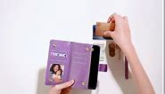 UEEBAI Wallet Case for iPhone XR, Glitter PU Leather Magnetic Closure Handbag Zipper Pocket Case Kickstand Card Holder Slots with Wrist Strap TPU Shockproof Flip Cover - Bling Purple