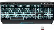 Gaming Keyboard RGB Backlit, Ergonomic Keyboard with 9 Dedicate Multimedia Keys, Full Size Keyboard with Wrist Rest, 26 Anti-ghosting Keys for PC, Laptop, Gamer (Wireless RGB)