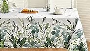 Horaldaily Spring Summer Tablecloth 60x140 Inch Rectangular, Eucalyptus Floral Table Cover for Party Picnic Dinner Decor