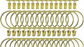 44 Pack Curtain Rings with Clips 2 inch Gold for Drapes Drapery Rings, for Shower Tension Rod Rings Hooks Curtain Hangers Clips, Metal Stainless Steel Fits Diameter 2 in Rod, Gold