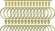 44 Pack Curtain Rings with Clips 2 inch Gold for Drapes Drapery Rings, for Shower Tension Rod Rings Hooks Curtain Hangers Clips, Metal Stainless Steel Fits Diameter 2 in Rod, Gold