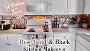 ROSE GOLD & BLACK KITCHEN MAKEOVER 2020 - Renter Friendly Backsplash | MOOREGIRL