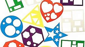 12 Pieces Geometric Stencils Template Set for Kids Children Simple Drawing Stencils Colorful Art Painting Template for Toddlers Preschooler Learning Tool (Cute Colors,4.9 x 5.1 Inch)