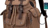 WITZMAN Canvas Backpack for Men & Women Vintage Rucksack Backpack High Capacity (A8004 brown)