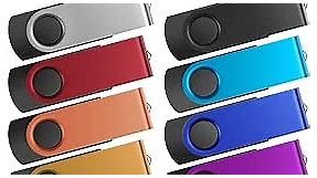 32GB Flash Drive Pack of 10 Thumb Drives Bulk, Kepmem Metal USB 2.0 Memory Sticks Swivel Pen Drive 32 GB, Portable Keychain Jump Drive Colorful Multipack Zip Drives for Data Storage