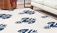 DCAIR Moroccan Washable 4x6 Area Rug for Living Room Distressed Floor Carpet for Bedroom Modern Geometric Mat Living Room Kitchen Farmhouse Rugs Navy Blue/White