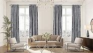 CASANEMA Silver Extra Long Shiny Velvet Curtains Luxury Colors Light Blocking Hang Back Tap 1 Panel Curtain 5-30 Ft Home Décor Custom Made Drapes -Made in Turkey (52" W x 120" L)