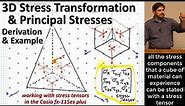 3D Stress Transformation and Principal Stresses | Derivation & Example using Casio fx-115es plus