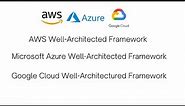 Google Cloud |AWS|Azure Well-Architecture Framework🔥
