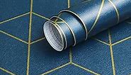 Safiyya Wallpaper Gold and Blue Geometric Wallpaper Peel and Stick Contact Paper Self Adhesive Removable Wallpaper Waterproof Contact Paper for Walls Vinyl Roll 118"x17.7"