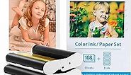 Compatible Canon Selphy CP1300 Ink and Paper, KP-108IN 4x6 Inch Photo Paper Glossy for Selphy CP1500 CP1300 CP1200 CP1000 CP910 CP900 Photo Printers, 108 Sheets Photo Paper and 3 Color Ink Cartridges