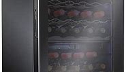 Ivation 33 Bottle Dual Zone Wine Cooler Refrigerator w/Lock | Large Freestanding Wine Cellar For Red, White, Champagne & Sparkling Wine | 41f-64f Digital Temperature Control Fridge Glass Door Black