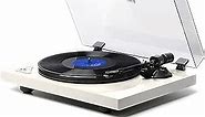 Belt Drive Turntable, Vinyl Record Player with Bluetooth Connection, Built-in Preamp, Support 33 1/3 & 45RPM Speeds, Adjustable Counterweight, AT-3600L, Full Piano Lacquer (Pearl White)
