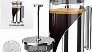 Cafe Du Chateau Stainless Steel French Press Coffee Maker - 34oz Versatile Coffee Press Coffee Maker with 4-Level Filtration, BPA Free, French Press Stainless Steel
