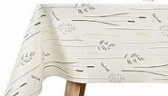 LOHASCASA Square Vinyl Oilcloth Tablecloth Water Resistant/Oil-Proof Wipeable PVC Heavy Duty Plastic Tablecloths for Kitchen Small - Grass White 54 x 54 Inch