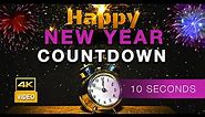 New Year COUNTDOWN, 10 Seconds with Sound Effects, 4k Video