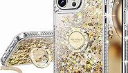 Silverback for iPhone 13 Pro Max Case with Ring Stand, Women Girls Bling Holographic Sparkle Glitter Cute Cover, Diamond Ring Protective Phone Case for iPhone 13 Pro Max 6.7'' - Clear Gold