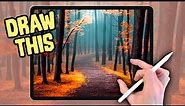IPAD PAINTING MADE EASY - Fall Autumn Woodland landscape Procreate tutorial