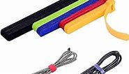 60 Pcs Reusable Fastening Cable Ties with Hook and Loop, Multi-Purpose Cable Straps Wire Ties Cable Management, Adjustable Cord organizer Ties for Computer/TV/Electronics, 3 Sizes and 5 Colors
