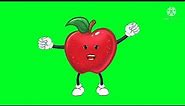 Copyright free talkig cartoon apple green screen effect//jumping apple