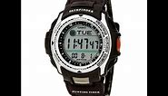 Casio PAS410B-5 Men's Pathfinder Hunting Timer Moon Phase Watch Review Video