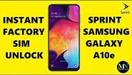 SIM Unlock Sprint / Boost Mobile Samsung Galaxy A10e Instantly!