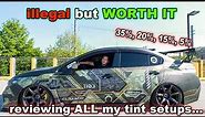 what's the PERFECT TINT set up? || Reviewing ALL my window tint setups! 35%, 20%, 15%, 5%...
