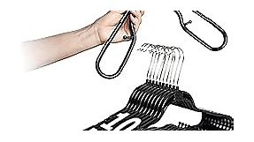 10-Pack [Black] GiaBrend Heavy Duty Clothing Hanger Pro Easy Fold | Self Unfold Closet Hangers for Clothes Plastic Hangers Clothes Hanger, Coat Hanger, Sweater Hangers
