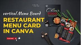 vertical Menu Board (FAST and EASY Restaurant Menu card in Canva | canva Tutorials